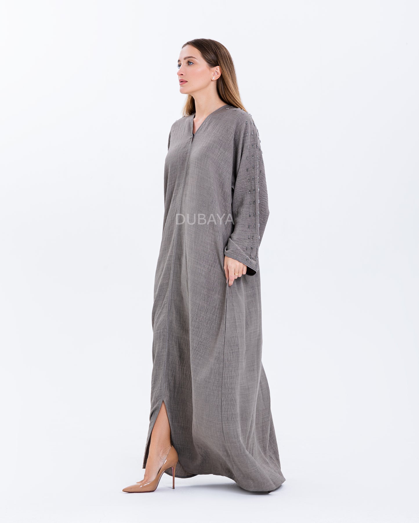 Abaya linnen green grey