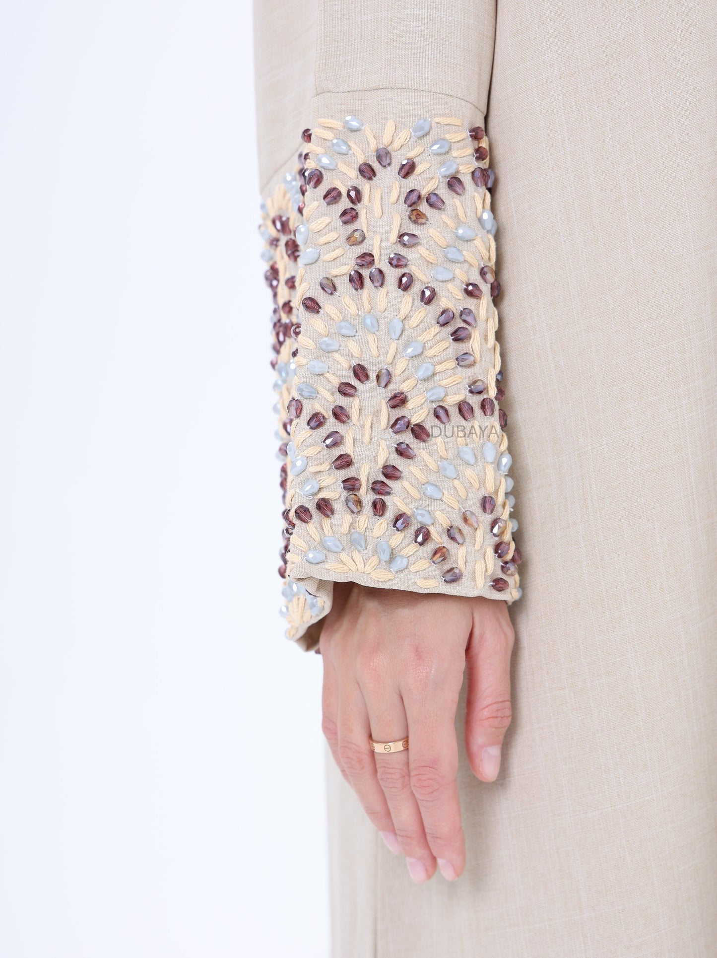 Design cotton abaya beige