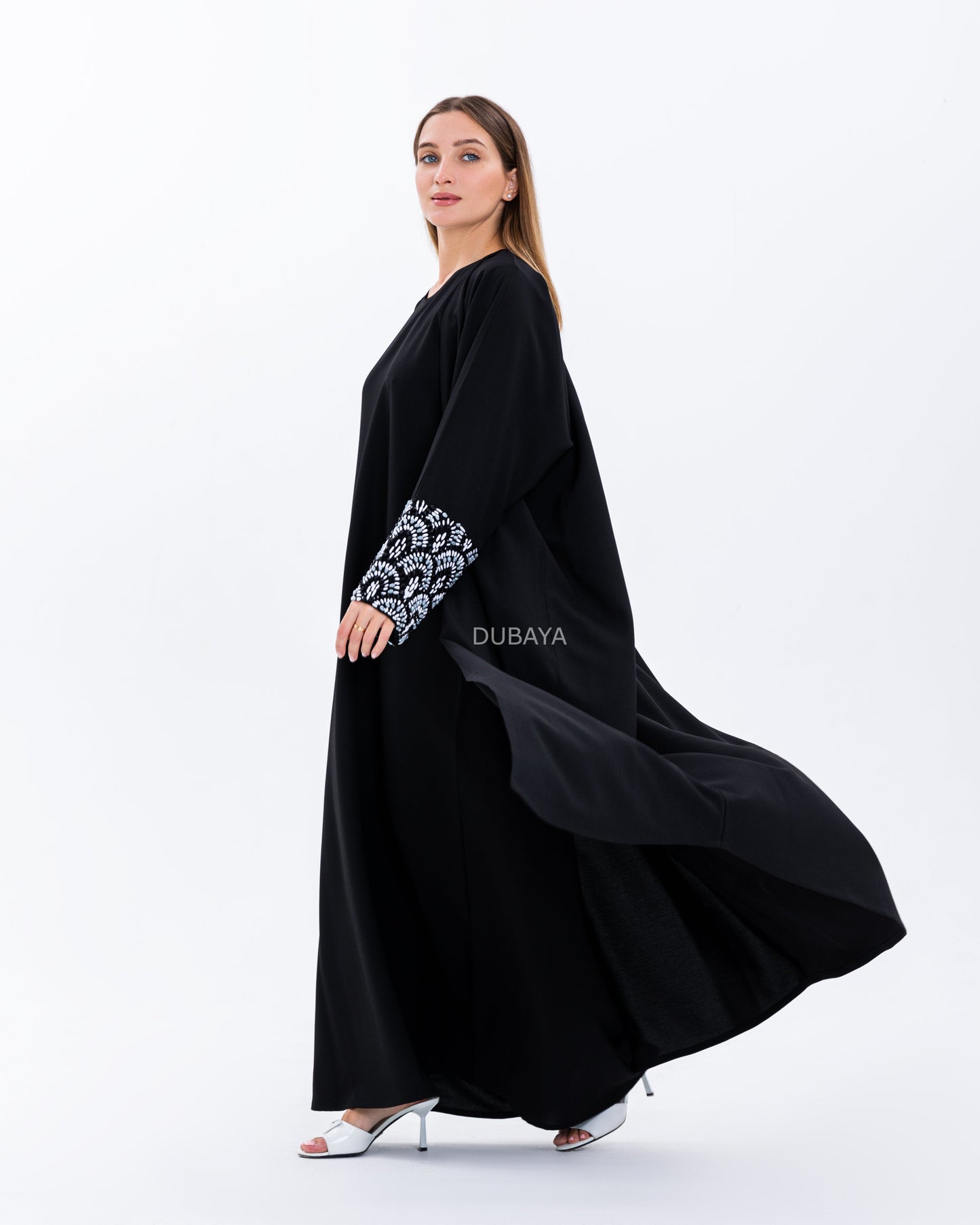 Design cotton abaya black